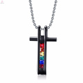 Costume Plain Silver Cross Religioso Collar de acero inoxidable colgante de joyería